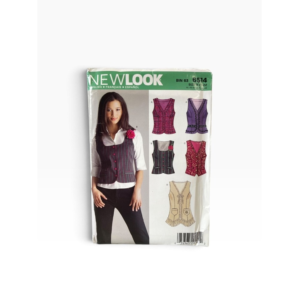 NEWLOOK Sewing Pattern Misses 10-22 Vest Waistcoat 6514 Uncut FF